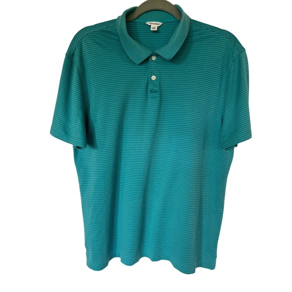 Calvin Klein Other - Calvin Klein Mens 90s Preppy Teal Green Striped Short Sleeve Cotton Polo‎ Large